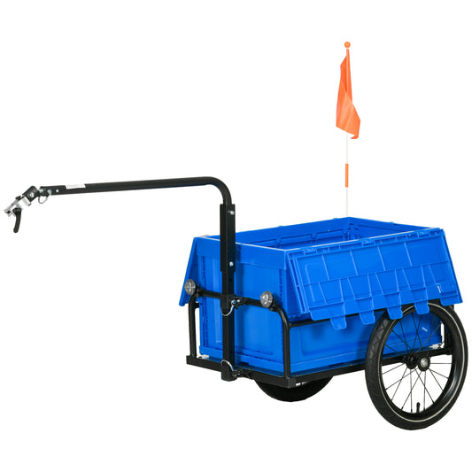 Homcom Bike Wales adjustable bike with 65L plastic storage box, in steel, 145x61x76/81 cm, blue - Borgè