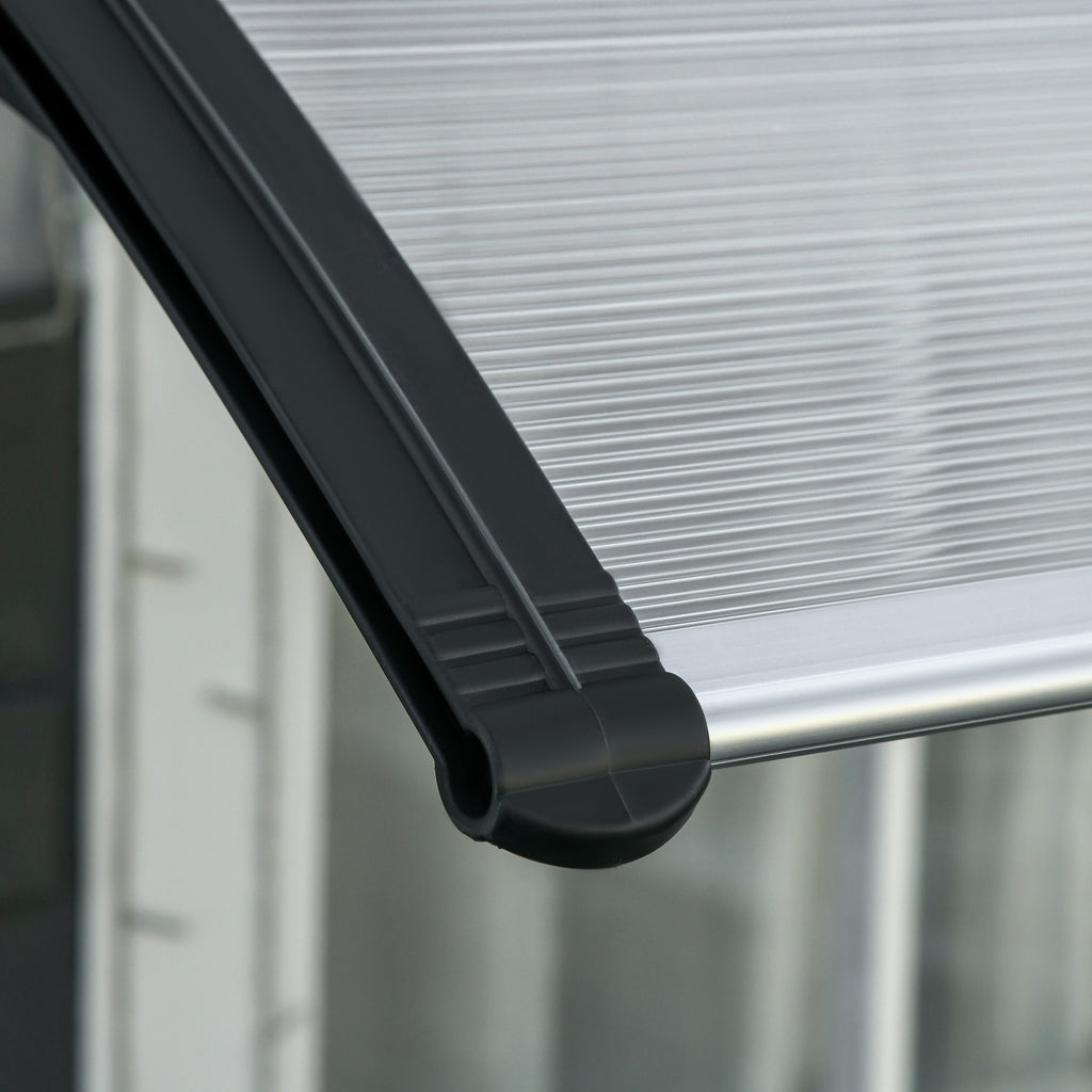 Outsunny Canopy in Polycarbonate and Aluminum for Balconies, Windows and Doors, 303x96x27 cm, Black and Transparent - Borgè