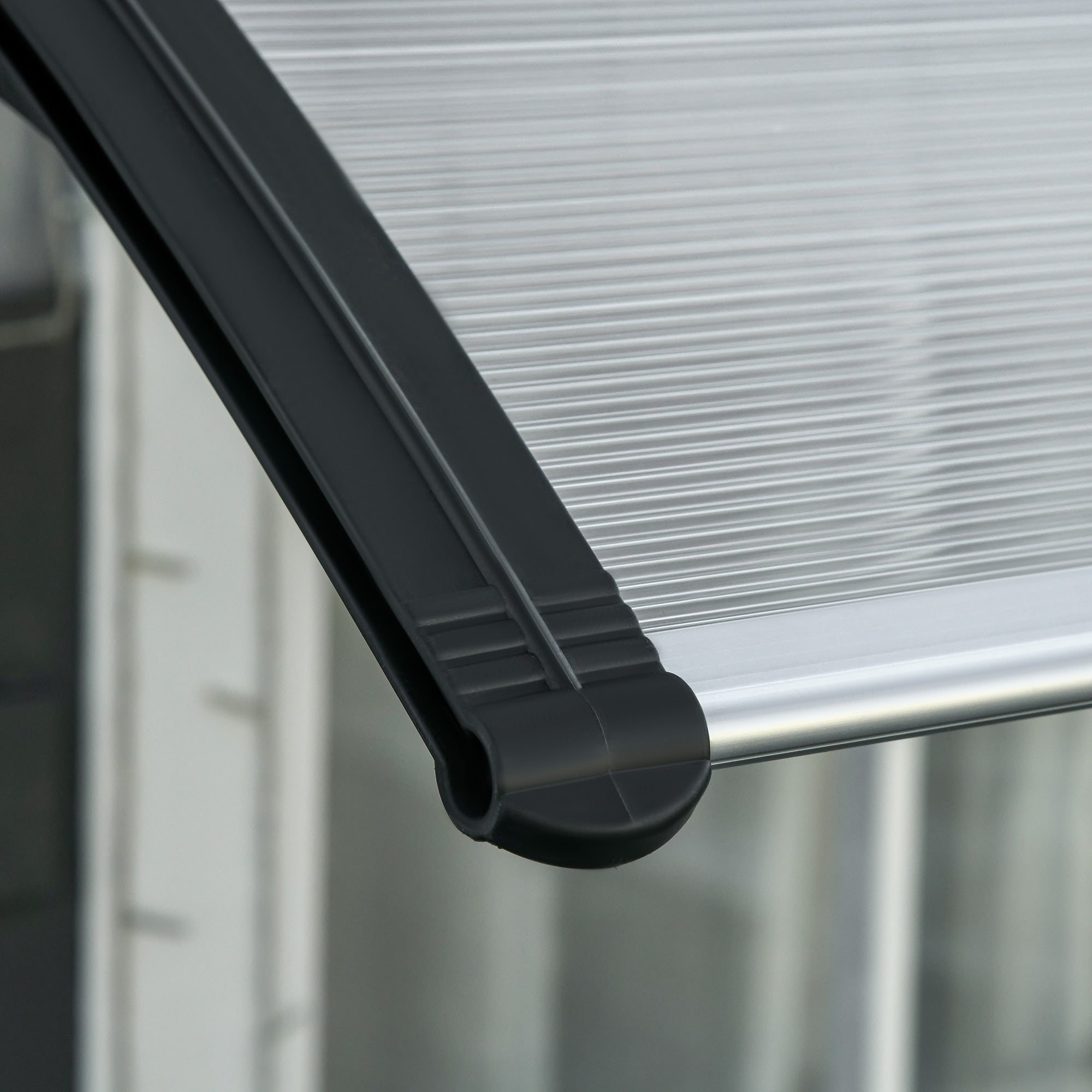 Outsunny Canopy in Polycarbonate and Aluminum for Balconies, Windows and Doors, 303x96x27 cm, Black and Transparent - Borgè