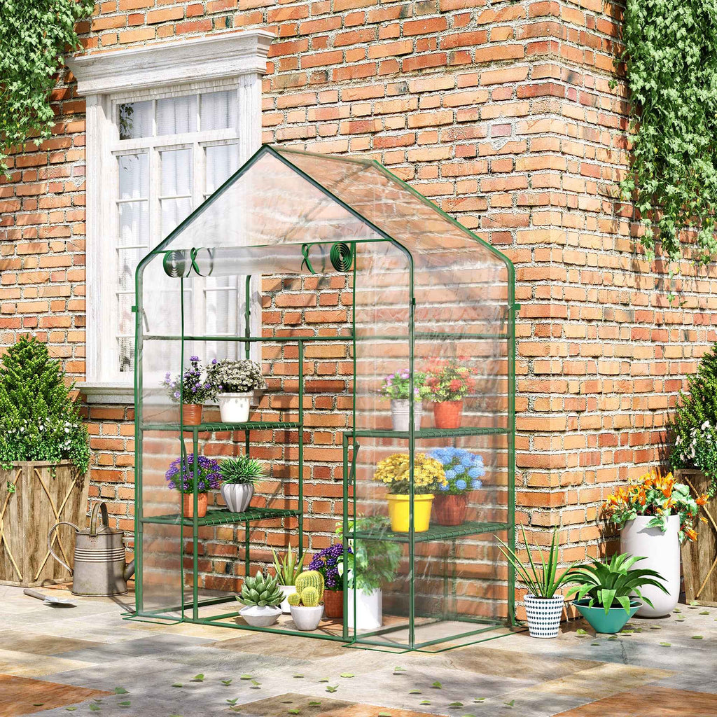 Outsunny Waterproof and UV-Proof PE Garden Greenhouse with Mounting Accessories, 142x73x195 cm, Green