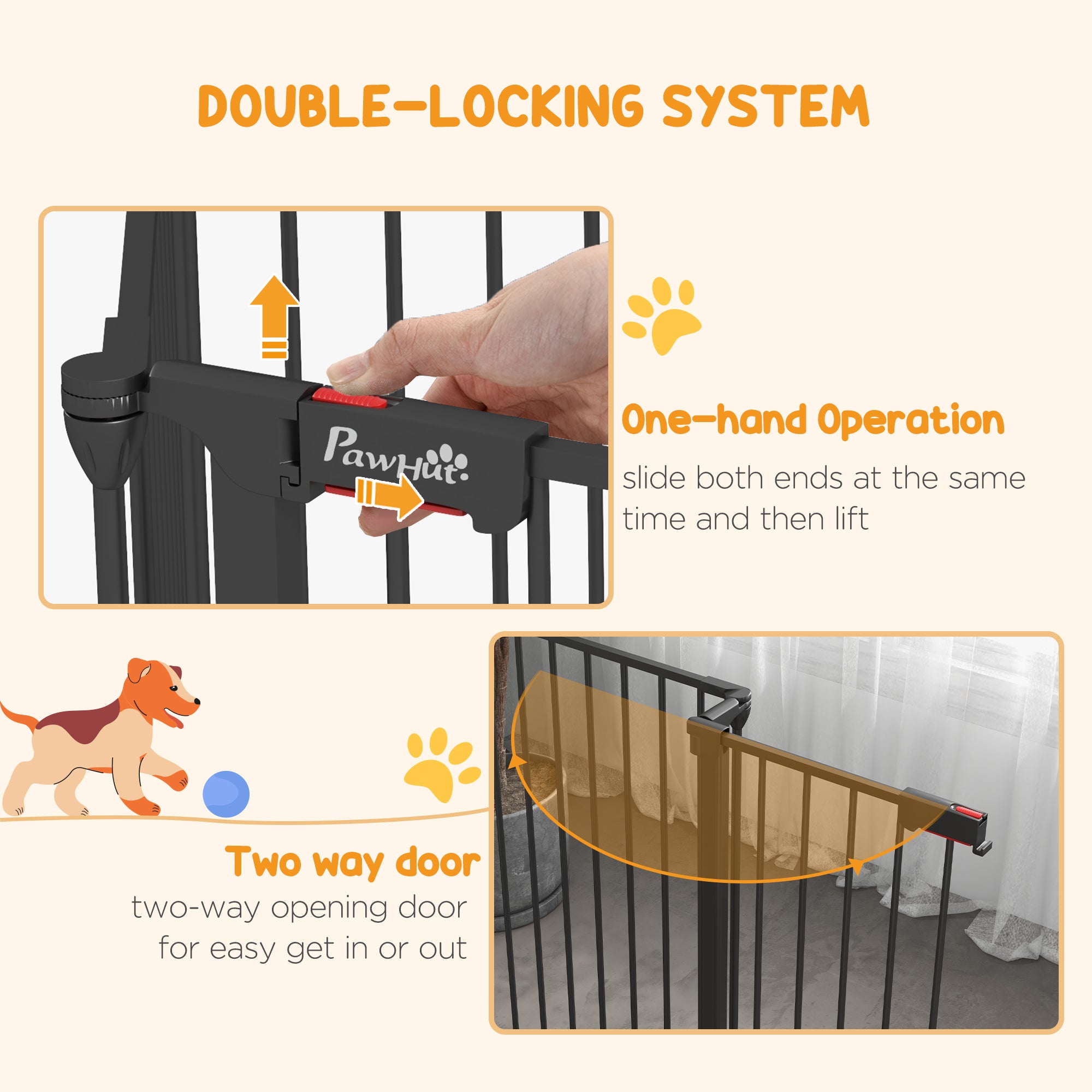 PAWHUT DOG CANCELLINO Folding and modular medium size in metal and plastic, 123x102x90 cm, black - Borgè