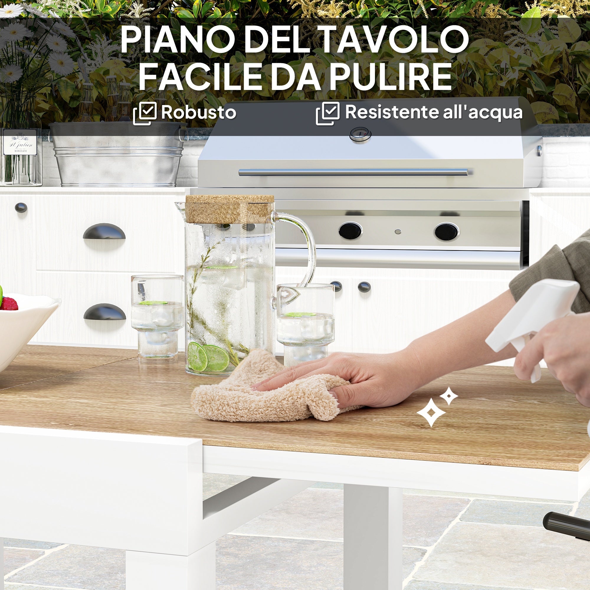 Extendable Garden Dining Table 80-160 cm for 4-6 Seats, White
