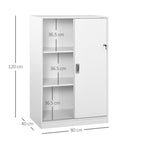 3-Shelf Office Cabinet with 2 Security Keys, Chipboard, 80x40x120 cm, White