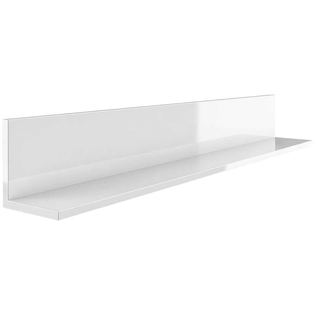 HOMCOM Wall Shelf for Living Room and Bedroom, 1.5 cm Thick, Made of Wood with a Glossy Finish, White