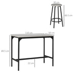 5 Piece Dining Set with Bar Counter 110x50x89.5 cm and Stools Ø30x60.5 cm in Wood and Metal Grey and Black