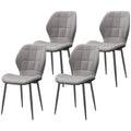 HOMCOM Set of 4 Modern Dining Chairs for Kitchen and Living Room with Flannel Upholstery, Gray - Borgè