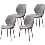 HOMCOM Set of 4 Modern Dining Chairs for Kitchen and Living Room with Flannel Upholstery, Gray - Borgè