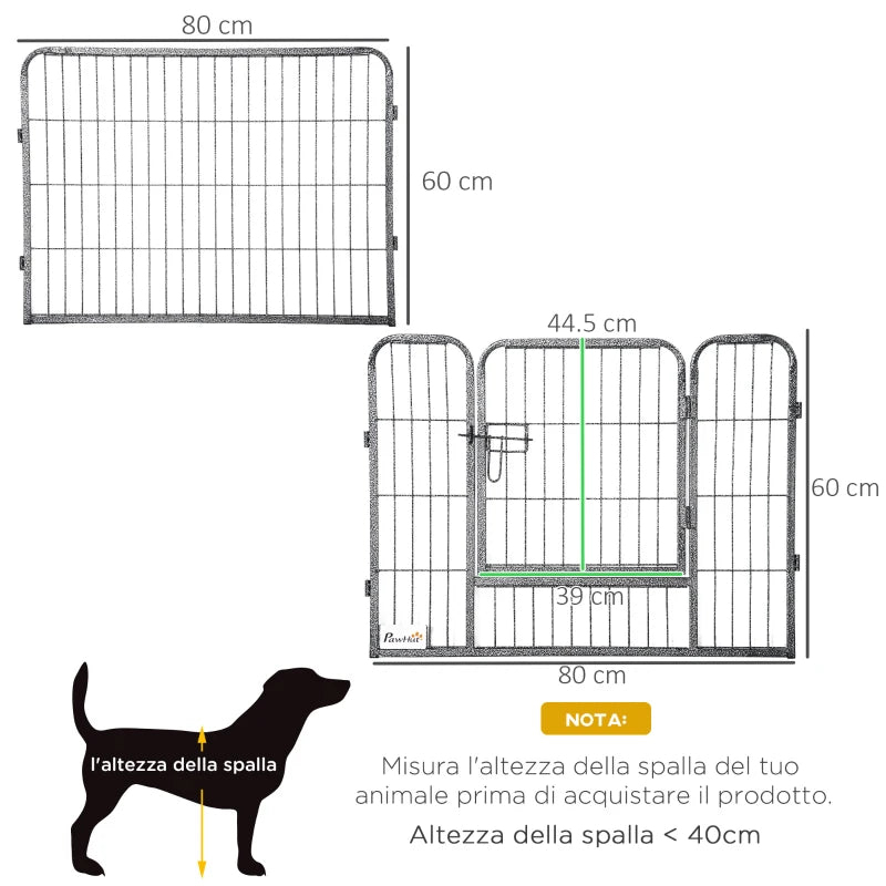 Dog and Puppy Playpen with 16 Modular Panels and 2 Entrances, 80x1.5x60cm