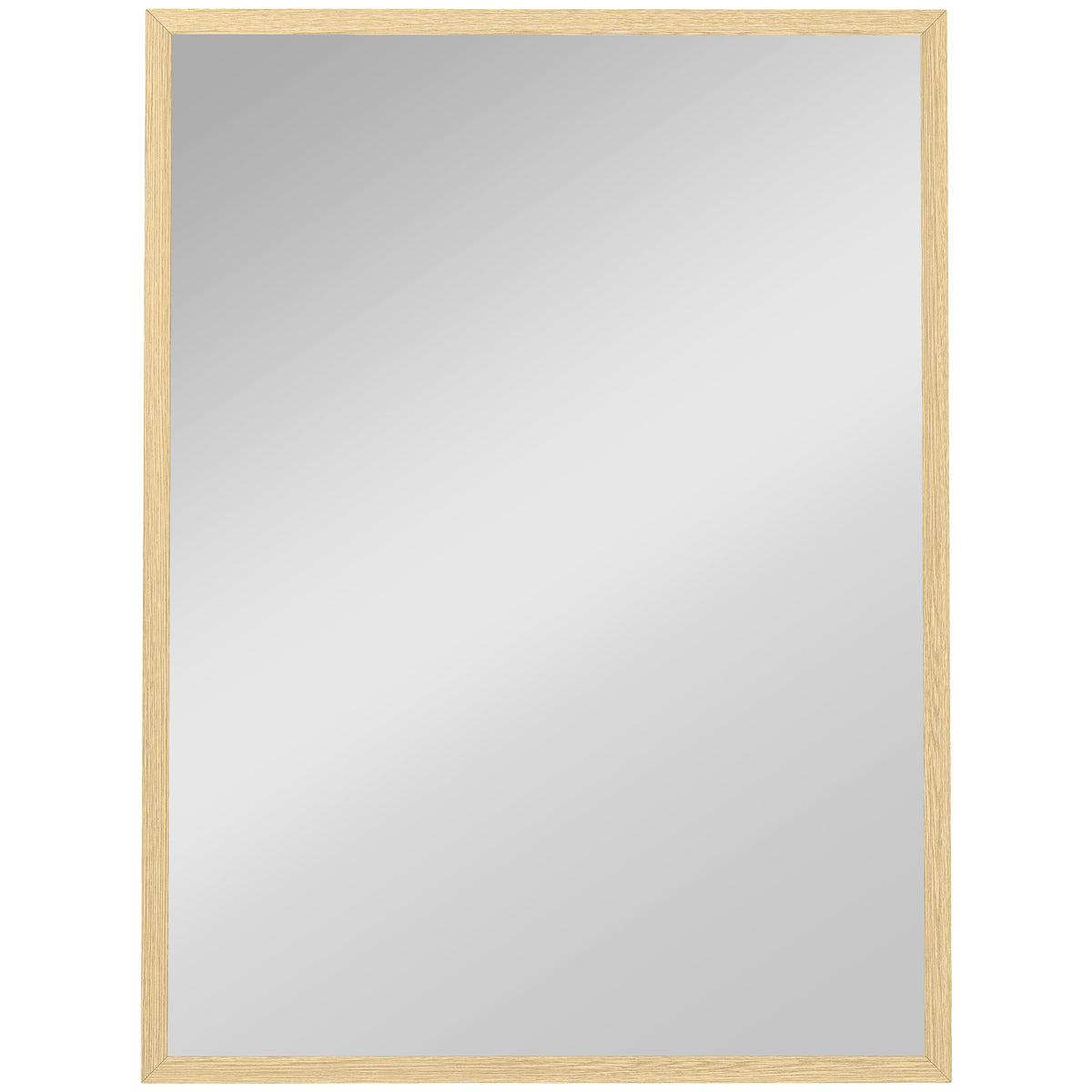 HOMCOM Rectangular Wall Mirror with Hooks, Glass and MDF, 60x80 cm, Wood Color