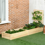 Planter with Trellis for Climbing and Open Bottom, in Fir Wood, 230x60x110 cm, Wood color