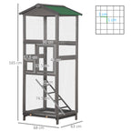 165cm Tall Outdoor Wooden Bird Cage with 2 Doors and Pull Out Tray, Light Grey