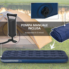 Single Inflatable Bed with Manual Pump Included, 73x191x22 cm, Blue - Borgè