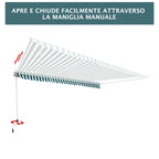 Outdoor Awning with Arms with Crank, Metal and Polyester, 295x250cm Green and White