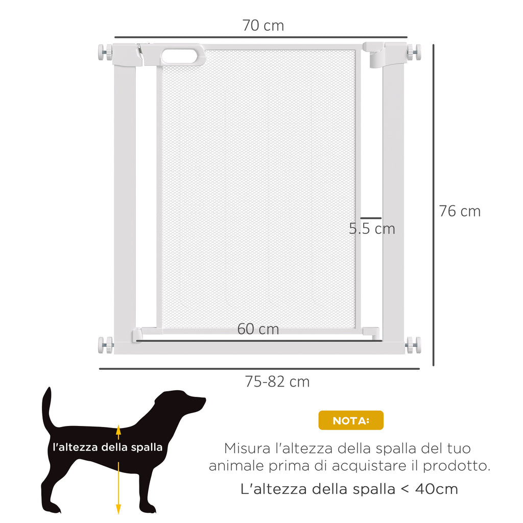 Adjustable Dog Gate with Self-Closing, Steel and ABS, 75-82x76 cm, White