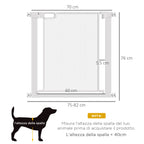 Adjustable Dog Gate with Self-Closing, Steel and ABS, 75-82x76 cm, White