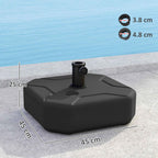 Outsunny Square Umbrella Base Fillable with Sand or Water up to 25kg, Black