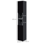 kleankin Bathroom Column in Chipboard with 2 Open Shelves and 2 2-Tier Cabinets, 30x30x183 cm, Black and Gray - Borgè