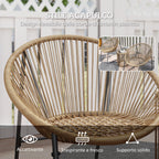 3 Piece Rattan and Steel Garden Set with 2 Chairs with Cushions and Cylinder Coffee Table, Multicolor