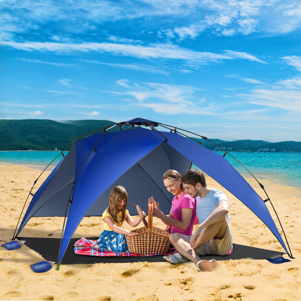 Pop Up Beach Tent for 4-6 People with UV Protection, Carry Bag, 247x247x145cm, Blue