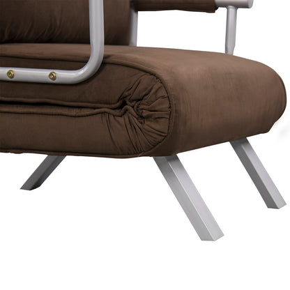 Modern 2-in-1 Armchair Bed with 5-Position Reclining Backrest and Cushion, 65x69x80cm, Brown