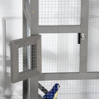 165cm Tall Outdoor Wooden Bird Cage with 2 Doors and Pull Out Tray, Light Grey