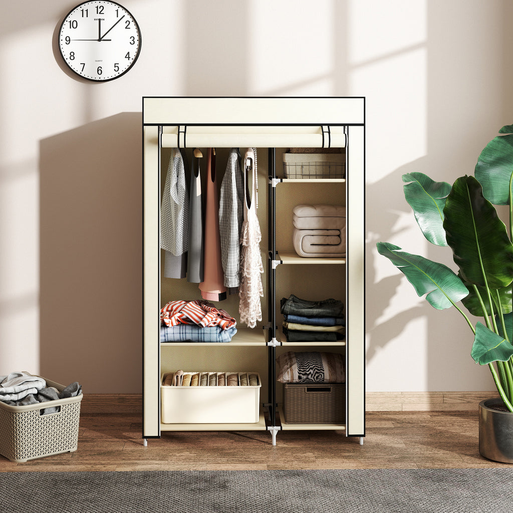 HOMCOM Portable Wardrobe Space-Saving Closet, 103x43x162.5cm, Cream