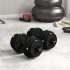 SPORTNOW 2-in-1 Set with 2 Dumbbells Convertible to a Barbell, Total Weight 25 kg and Adjustable Weight Discs, Black