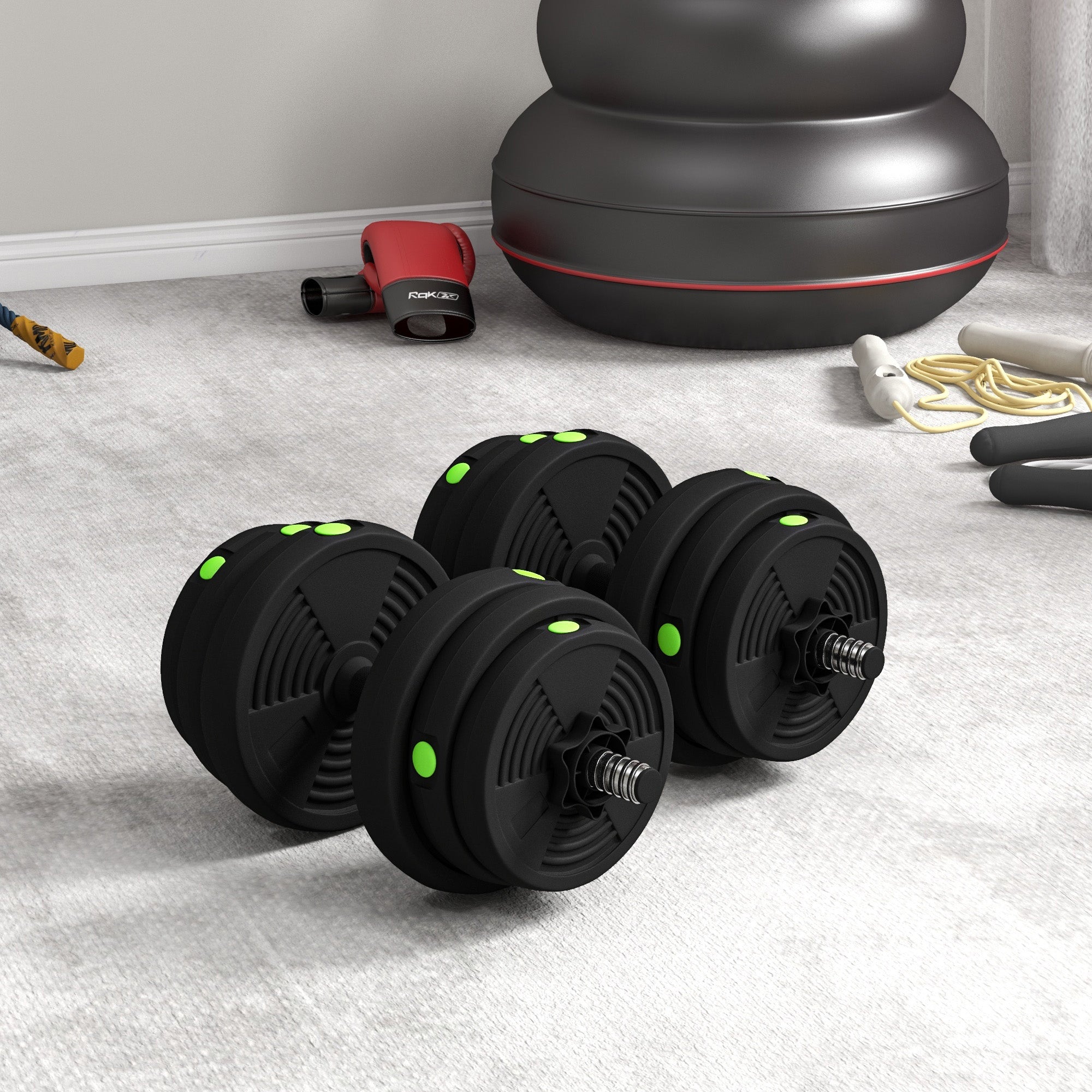 SPORTNOW 2-in-1 Set with 2 Dumbbells Convertible to a Barbell, Total Weight 25 kg and Adjustable Weight Discs, Black