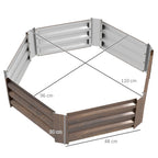 Outsunny Hexagonal Galvanized Steel Raised Garden Bed with Open Bottom, Brown