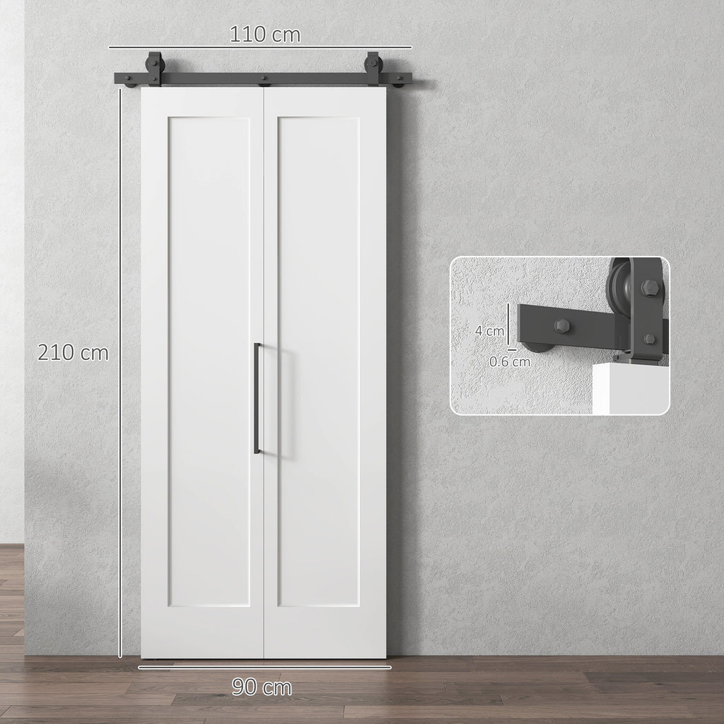 Sliding Folding Bifold Door with Paintable Surface, 90x210 cm, White