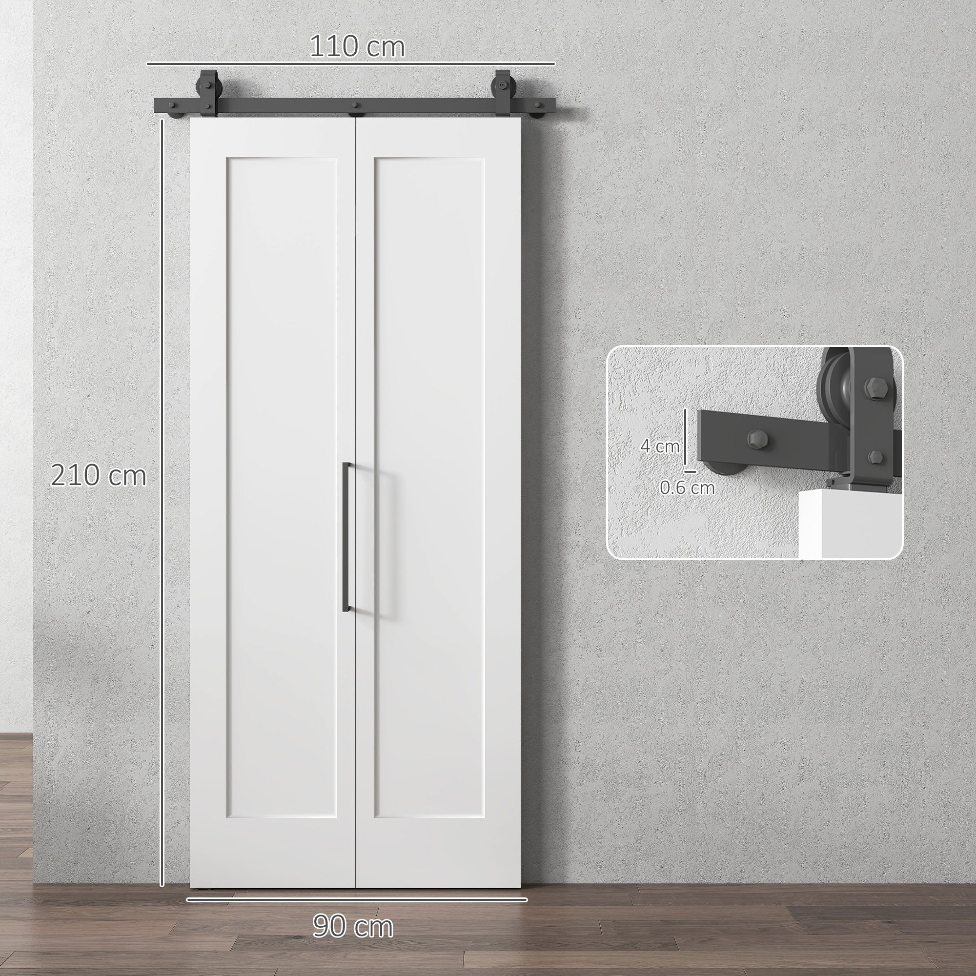 Sliding Folding Bifold Door with Paintable Surface, 90x210 cm, White