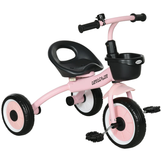 Children's Tricycle for 2-5 Years with Adjustable Seat and Bell, 70.5x50x58cm, Pink