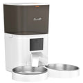 PawHut 6L Automatic Cat Food Dispenser, WiFi 2.4G, App Control with Timer, 1-10 Meals per Day, 10s Recorder, 2 Stainless Steel Bowls