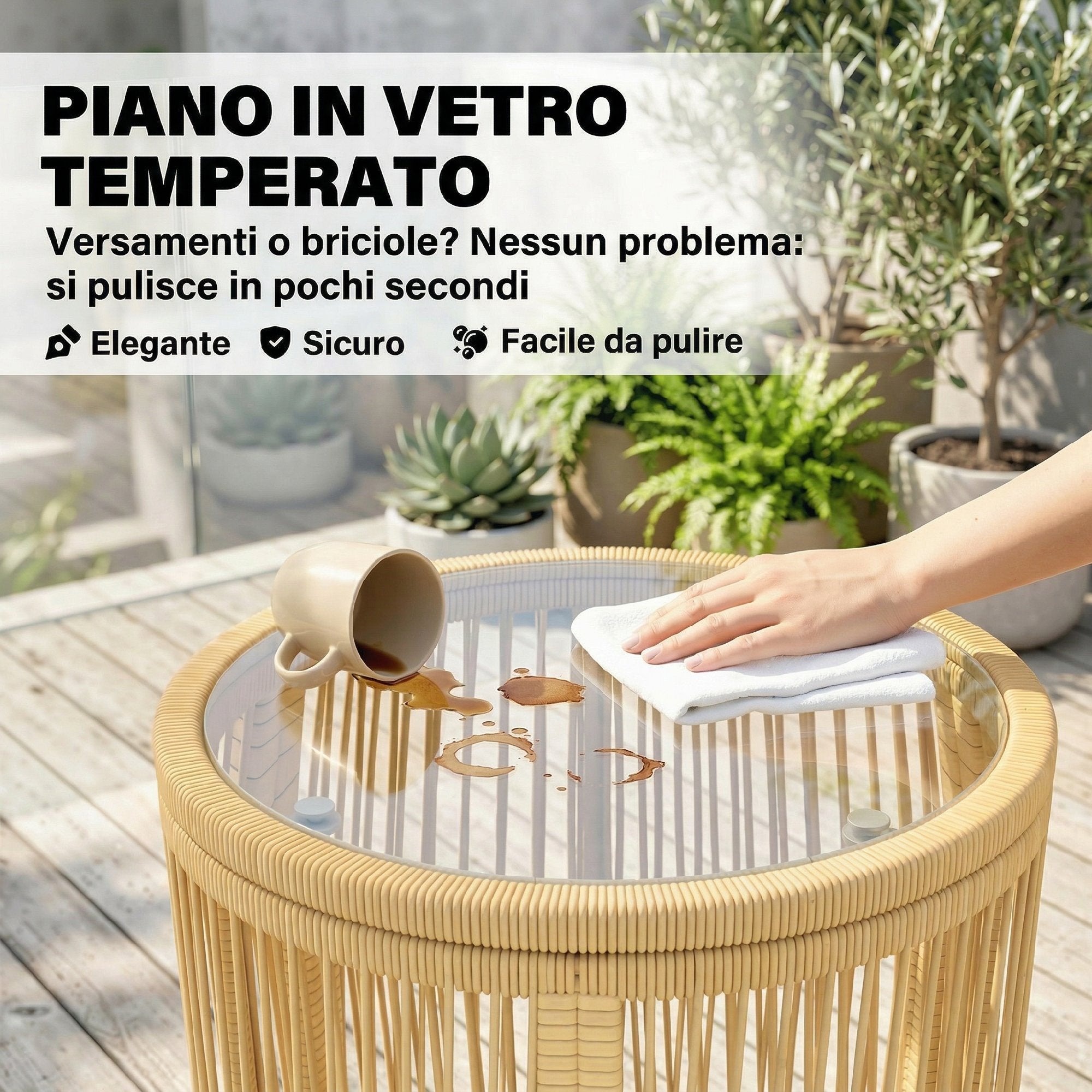 Outsunny 3-Piece Rattan and Steel Bistro Set with 2 Chairs, Round Table with Tempered Glass Top, Beige