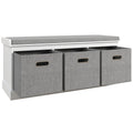 Wooden Shoe Bench with 3 Drawers and Fabric Seat for 3 Pairs of Shoes, 105x35x47 cm, White