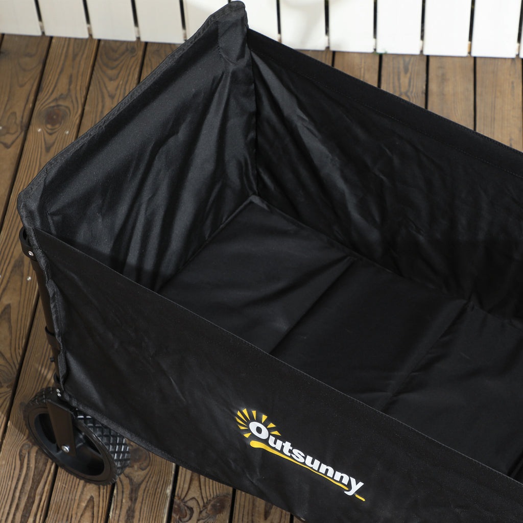 120L Folding Garden Trolley with Opening Panel, in Steel and Polyester, 90x48x62 cm, Black