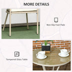 Outsunny Garden set in Rattan with 2 armchairs with cushions and glass coffee table, khaki - Borgè