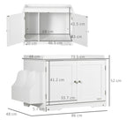 Cabinet Cat Litter Box with 2 Doors and Adjustable Internal Divider, 86x48x52 cm, White
