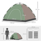 2-Person Camping Tent with Carrying Bag, Hooks for Lamps and Storage Pockets, 210x210x135 cm