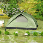 Waterproof 3-Person Camping Tent with Pockets, Lantern Hook and Carry Bag, Green