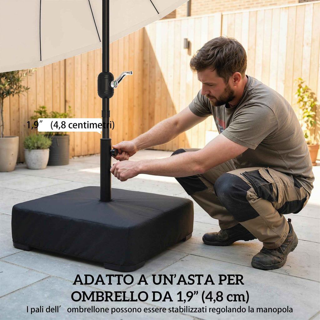 Outsunny Sand Fillable Umbrella Base 80kg/Wet Sand 90kg, for Ø48mm Poles, Black