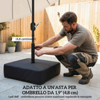 Outsunny Sand Fillable Umbrella Base 80kg/Wet Sand 90kg, for Ø48mm Poles, Black