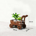 Outsunny Wooden Cart Planter with 4 Wheels, Handle and Drainage Holes, 68x38x52 cm, Wood