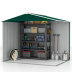 3.6m² Steel Sheet Garden Shed with 2 Sliding Doors and 4 Air Vents, 236x174x190cm, Green