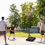 SPORTNOW Basketball Hoop for Children 6-14 Years, Adjustable Height 2.1-2.4 m, Wheels and Fillable Base, Yellow