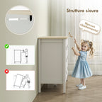 6-Drawer Bedroom Chest with Faux Leather Handles, 120x40x78 cm, White