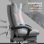 Heated Massage Office Chair, 155° Reclining with Extendable Footrest, Grey