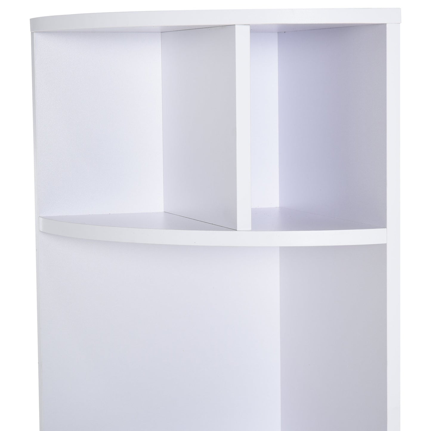 HOMCOM Corner Wall Shelf in White Wood, Bookcase Cabinet with 5 Shelves and Yellow Cabinet, Modern Design, 29.8x29.9x147cm - Borgè