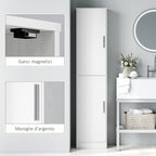 Bathroom Cabinet Column with 2 Cabinets and 6 Adjustable Shelves, in Wood, 40x35x180 cm, White