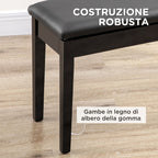 Piano Stool with Storage Compartment in Wood and PU Faux Leather, 75x35x49cm, Black